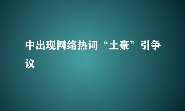 中出现网络热词“土豪”引争议