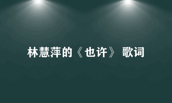 林慧萍的《也许》 歌词