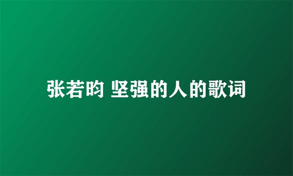 张若昀 坚强的人的歌词