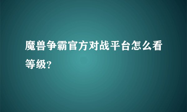 魔兽争霸官方对战平台怎么看等级？