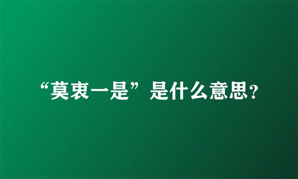 “莫衷一是”是什么意思？
