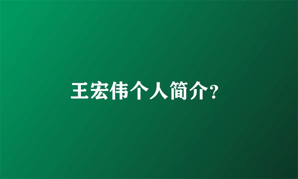 王宏伟个人简介？