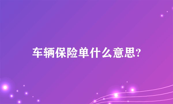 车辆保险单什么意思?