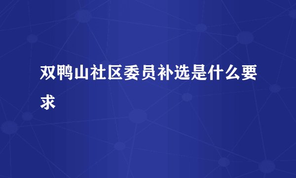 双鸭山社区委员补选是什么要求
