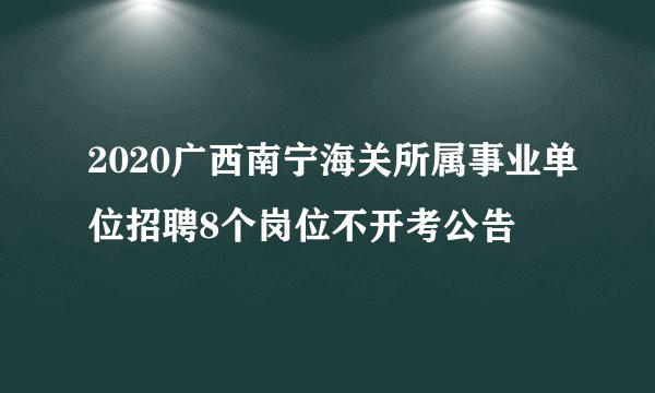 2020广西南宁海关所属事业单位招聘8个岗位不开考公告