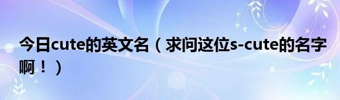 今日cute的英文名（求问这位s-cute的名字啊！）