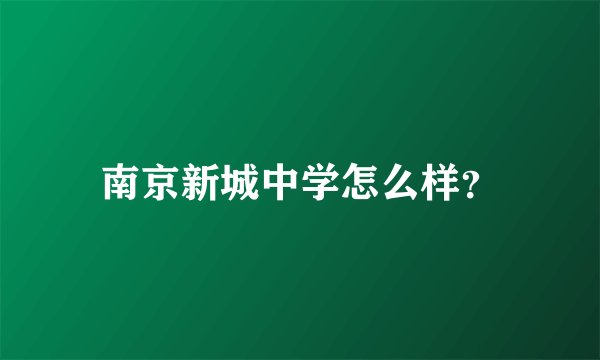 南京新城中学怎么样？