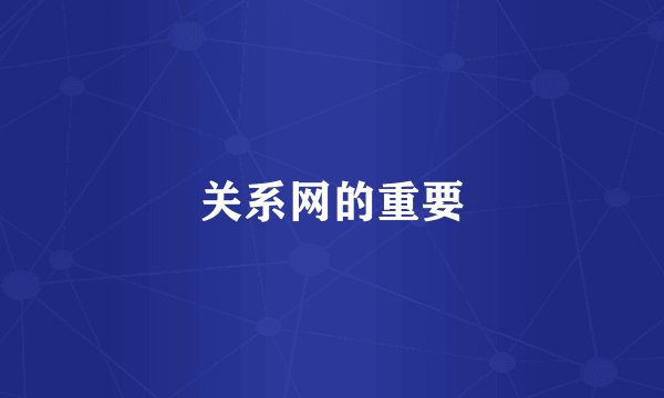 关系网的重要