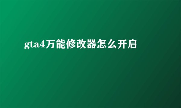 gta4万能修改器怎么开启
