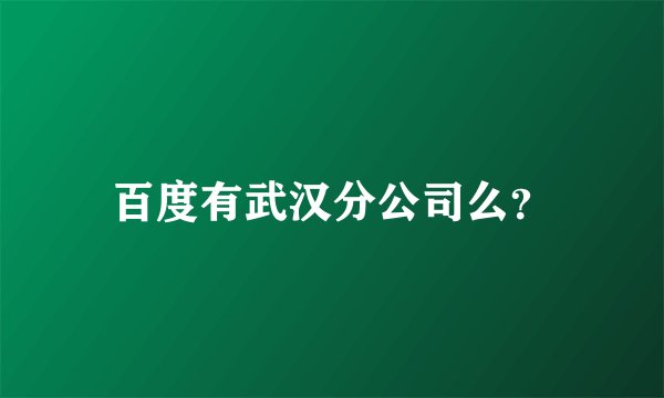 百度有武汉分公司么？