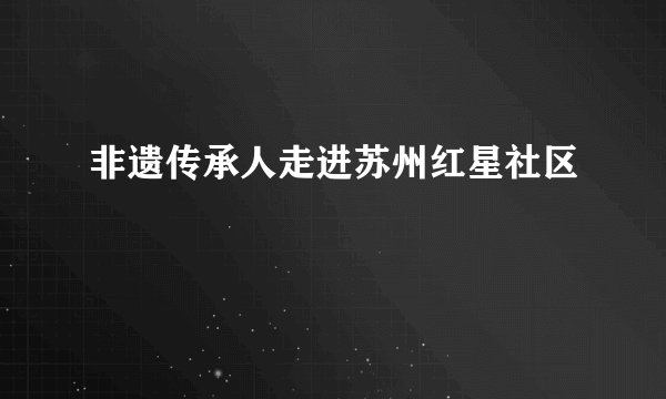 非遗传承人走进苏州红星社区