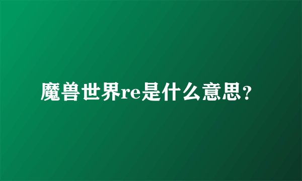 魔兽世界re是什么意思？