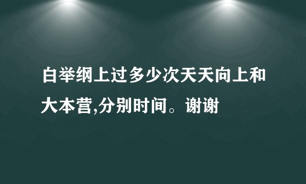 白举纲上过多少次天天向上和大本营,分别时间。谢谢