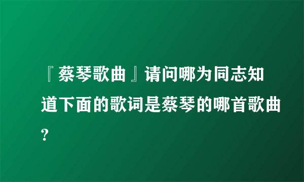 『蔡琴歌曲』请问哪为同志知道下面的歌词是蔡琴的哪首歌曲?