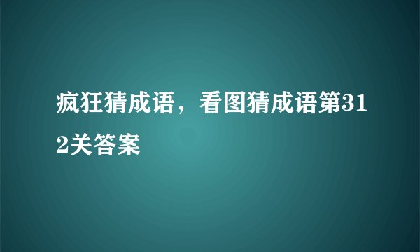 疯狂猜成语，看图猜成语第312关答案