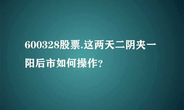 600328股票.这两天二阴夹一阳后市如何操作？
