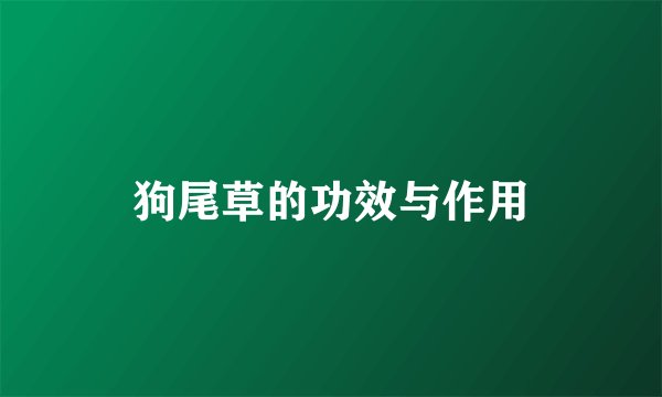 狗尾草的功效与作用