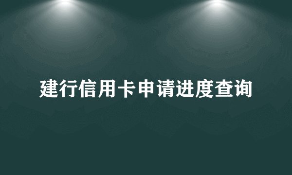 建行信用卡申请进度查询