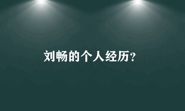 刘畅的个人经历？