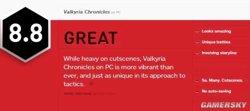 《战场女武神(Valkyria Chronicles)》PC版IGN 8.8分 PC版最为优秀