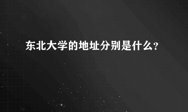 东北大学的地址分别是什么?