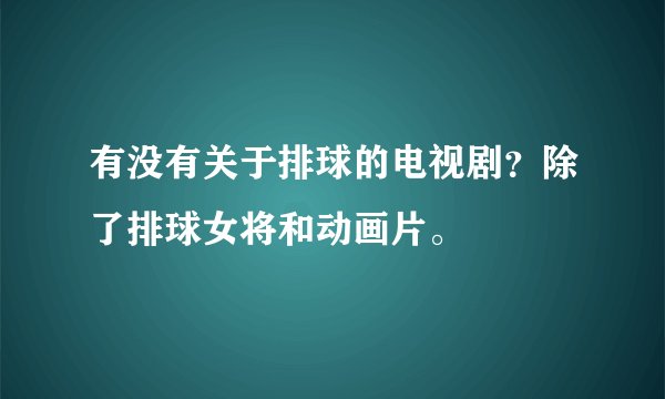 有没有关于排球的电视剧？除了排球女将和动画片。