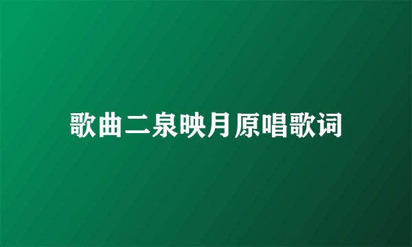 歌曲二泉映月原唱歌词