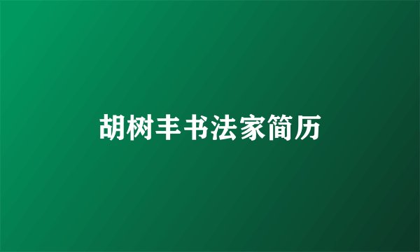 胡树丰书法家简历