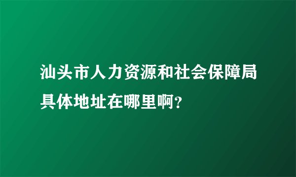 汕头市人力资源和社会保障局具体地址在哪里啊？