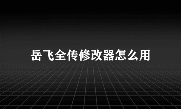 岳飞全传修改器怎么用