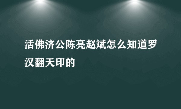 活佛济公陈亮赵斌怎么知道罗汉翻天印的