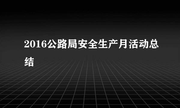 2016公路局安全生产月活动总结