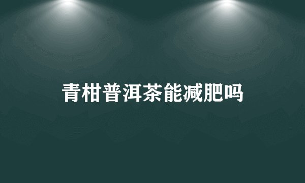 青柑普洱茶能减肥吗