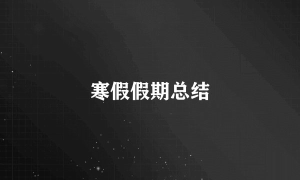 寒假假期总结
