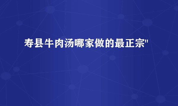 寿县牛肉汤哪家做的最正宗
