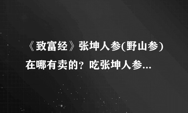 《致富经》张坤人参(野山参)在哪有卖的？吃张坤人参(野山参)感觉怎么样？