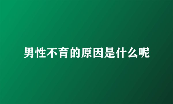 男性不育的原因是什么呢