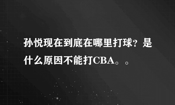 孙悦现在到底在哪里打球?是什么原因不能打CBA。。