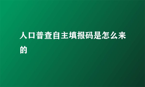 人口普查自主填报码是怎么来的