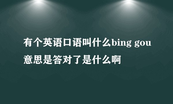 有个英语口语叫什么bing gou意思是答对了是什么啊
