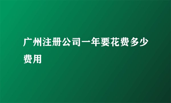 广州注册公司一年要花费多少费用
