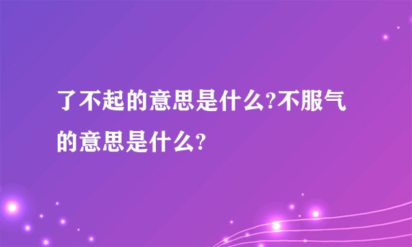 了不起的意思是什么?不服气的意思是什么?
