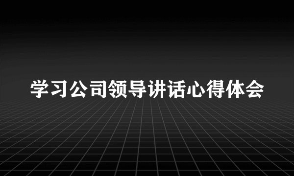 学习公司领导讲话心得体会