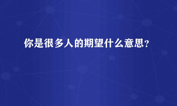 你是很多人的期望什么意思？
