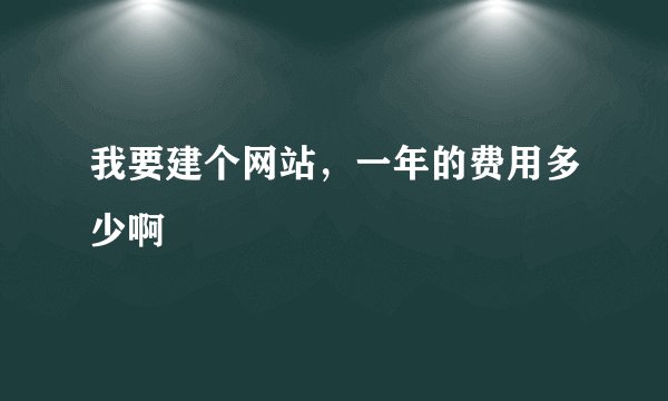 我要建个网站，一年的费用多少啊