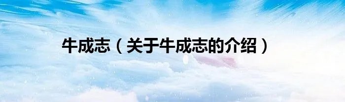牛成志（关于牛成志的介绍）