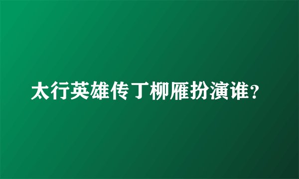 太行英雄传丁柳雁扮演谁？