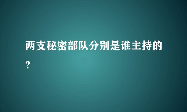 两支秘密部队分别是谁主持的？