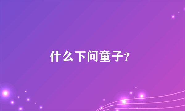 什么下问童子？