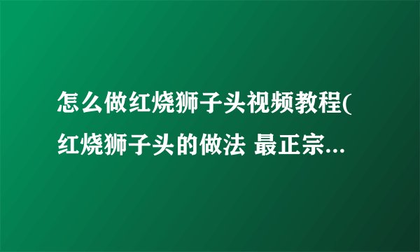 怎么做红烧狮子头视频教程(红烧狮子头的做法 最正宗的做法)
